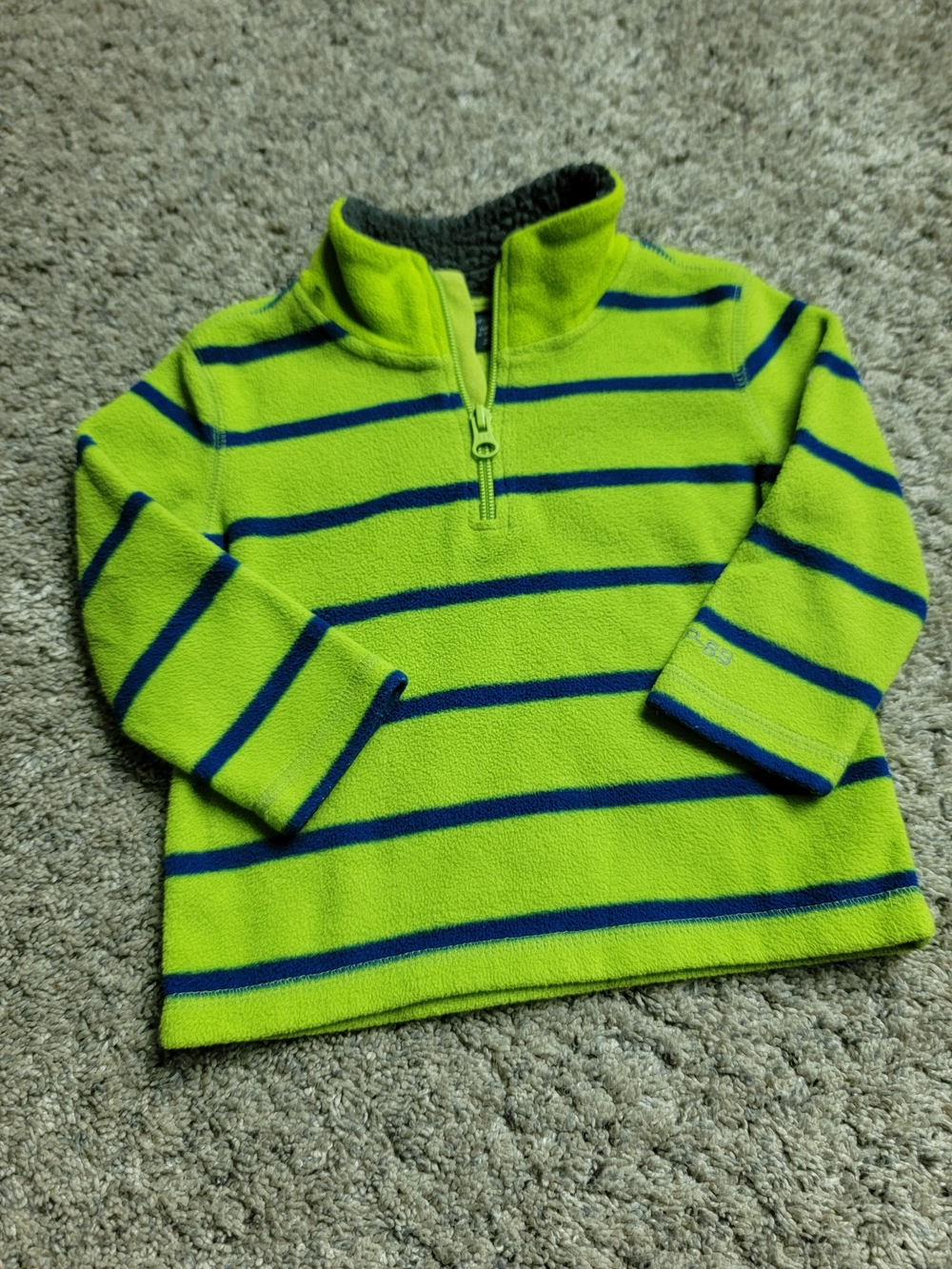 GAP Lime Green Fleece Half-Zip with Navy Stripes Size 12-18M